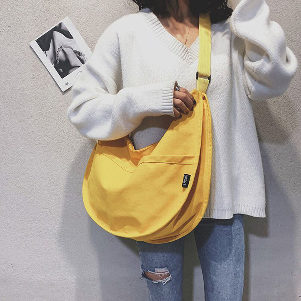 Solid Color Dumpling Bag Crossbody Bag Canvas Shoulder Bag Underarm Bag 1PCS