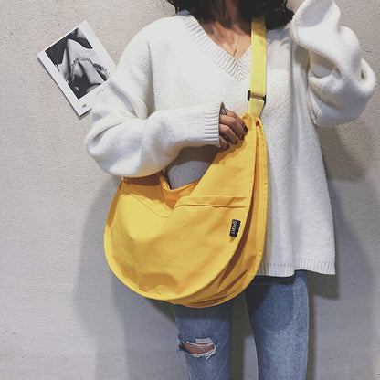 Solid Color Dumpling Bag Crossbody Bag Canvas Shoulder Bag Underarm Bag 1PCS
