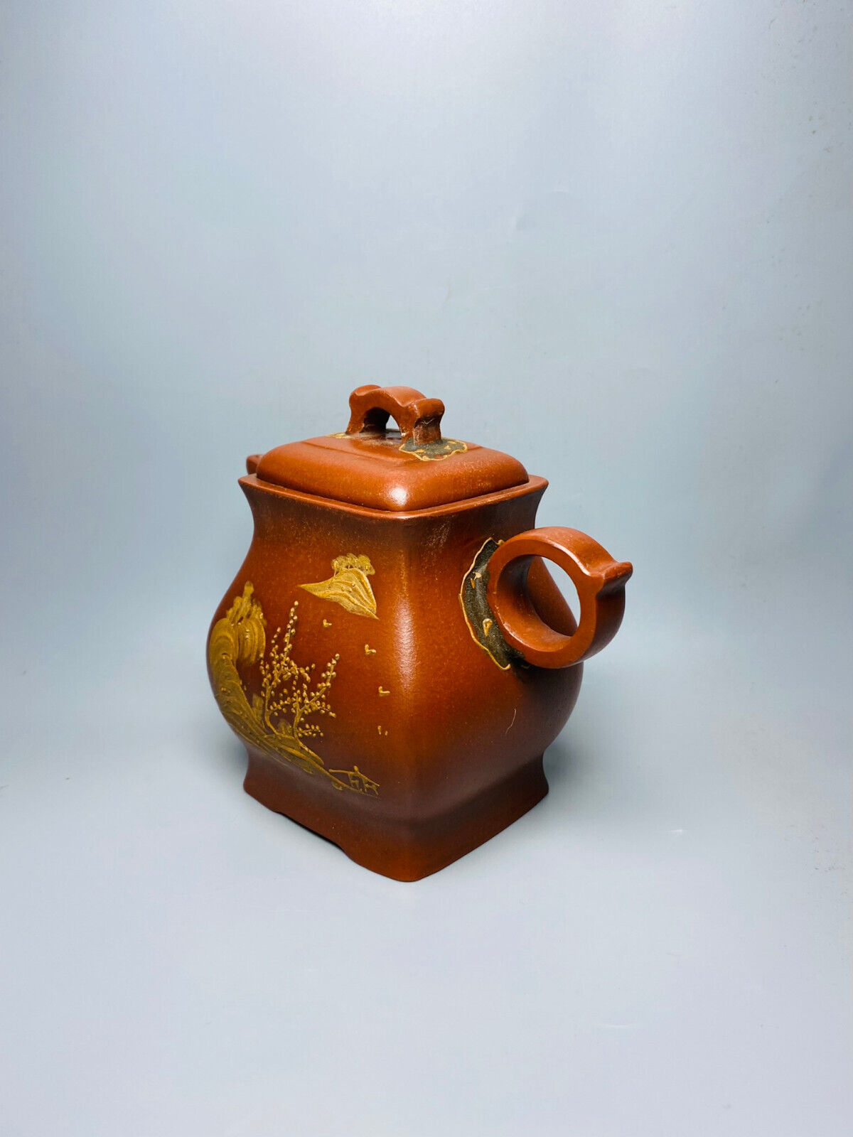 Chinese Yixing Zisha Clay Handmade Exquisite Teapot （高四方 底款：顾景舟）