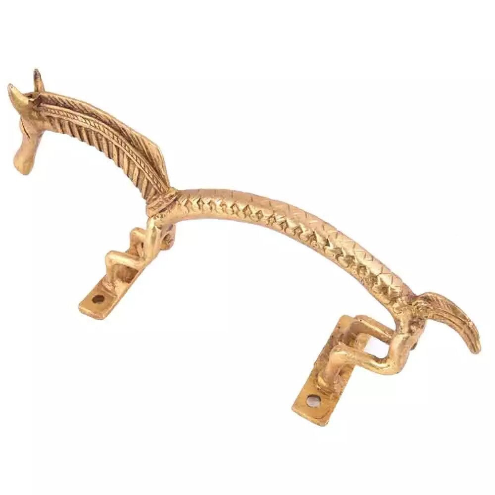 Set of 2 Antique Look Golden Brass Horse Figurine Door Handle