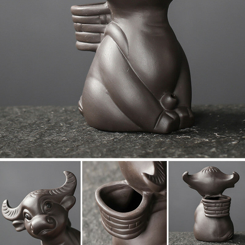 Creativity Purple Clay Water Spray Tea Pet Handmade Statue Ornaments Desk