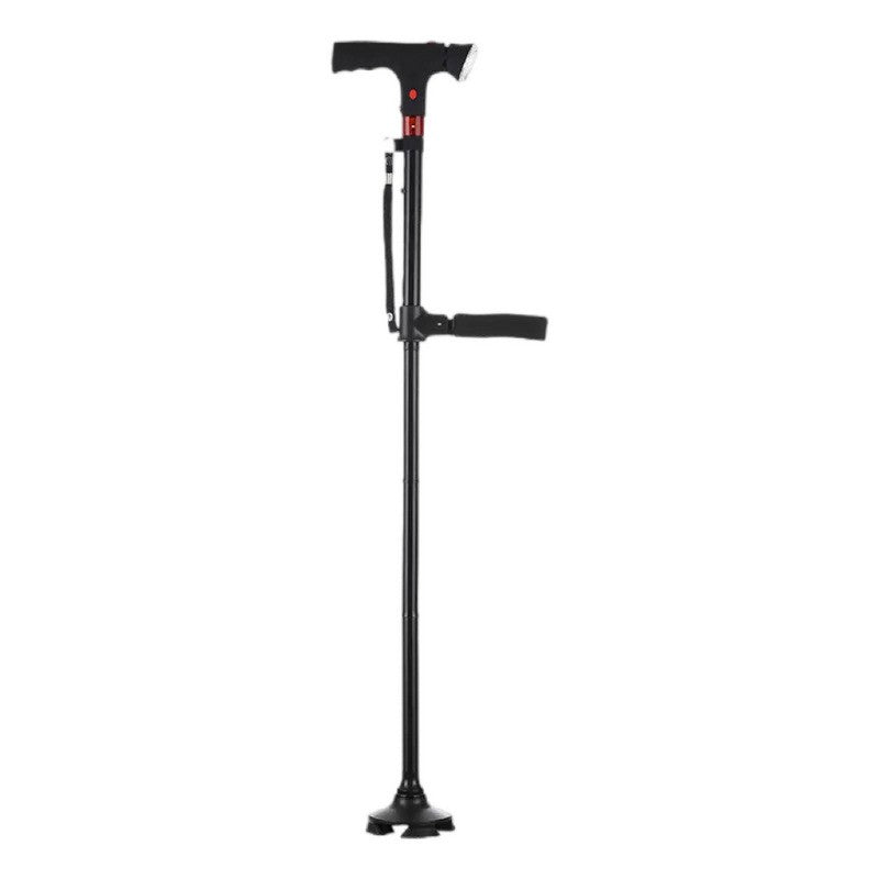 Elderly anti slip intelligent cane with anti fall warning light folding cane