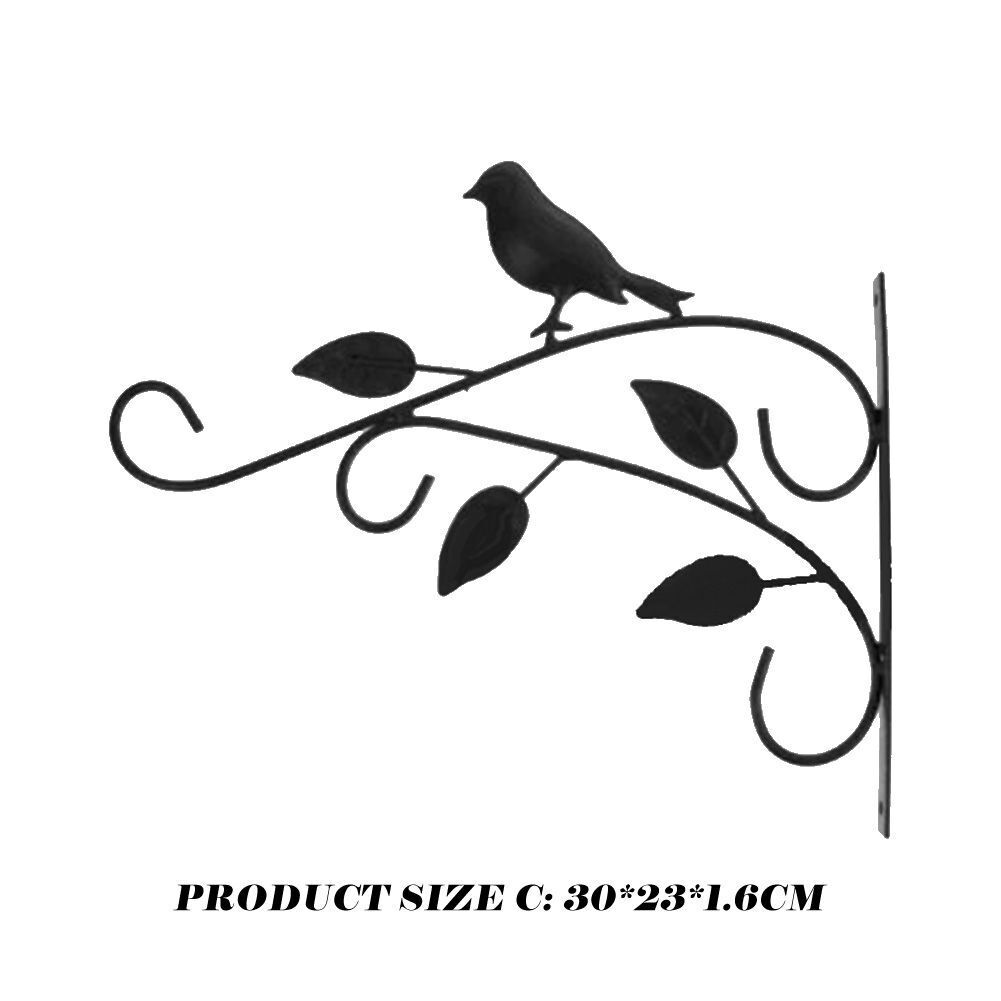 Wall Mounted Bracket Metal Flower Basket Bird Pattern Holder Hanger Rustic Hooks