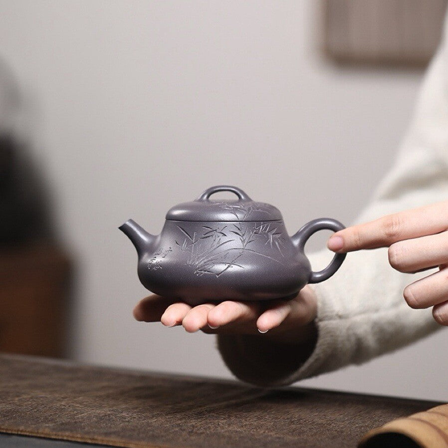220cc Yixing Zisha Purple Clay Original TianqingNi Handmade Yunpiao Teapot