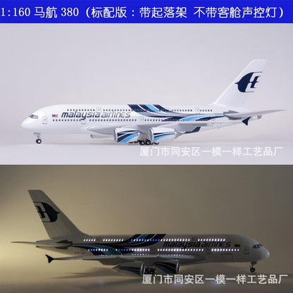 45CM 1:160 Malaysia Air Model Airlines Airbus A380 Resin Airplane LED Lamp Model