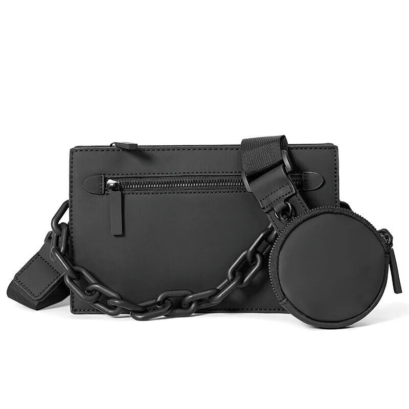 Men's Crossbody Bag Chain Shoulder Bag Men Small Square Bag Crossbody Handbags