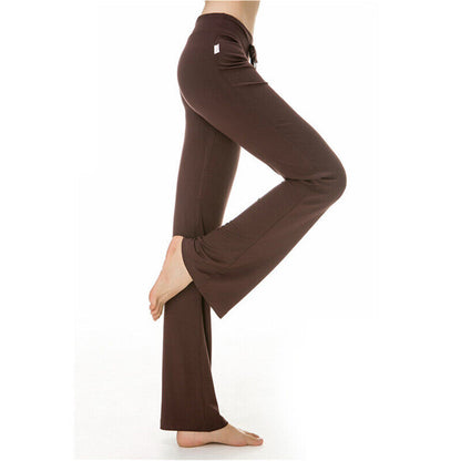 Women Casual Flared Trousers Long Pants Baggy Elastic Yoga Dance Sports Pants