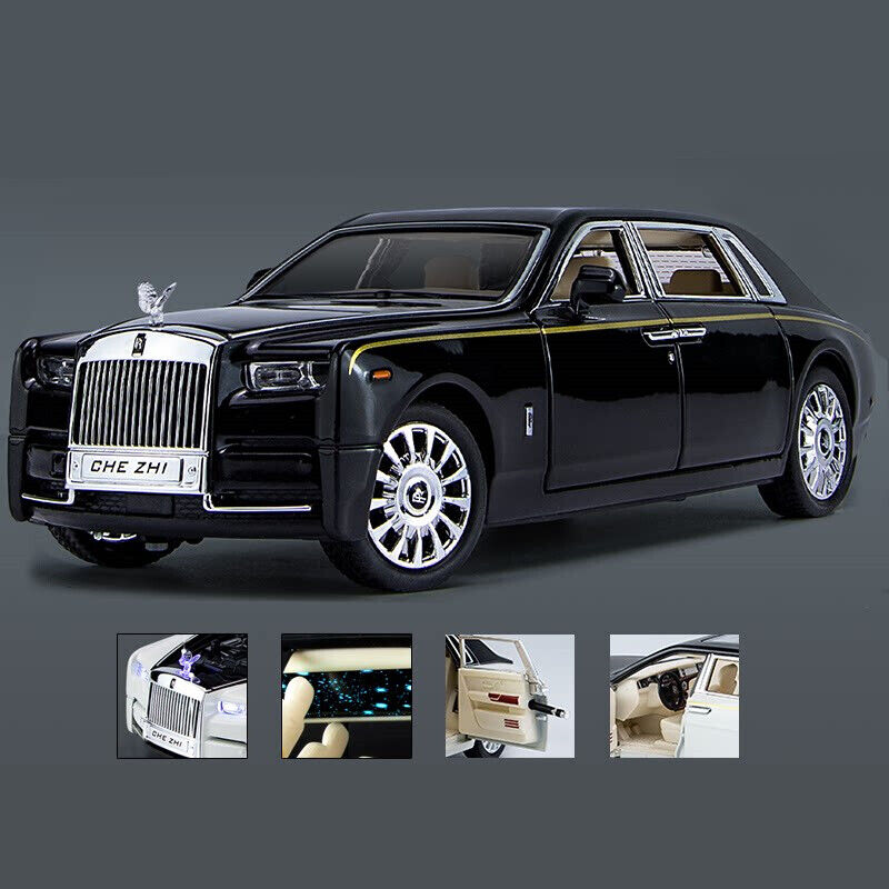 1:24 Rolls-Royce Phantom Diecast Model Car Toy Vehicles Sound Light Collection