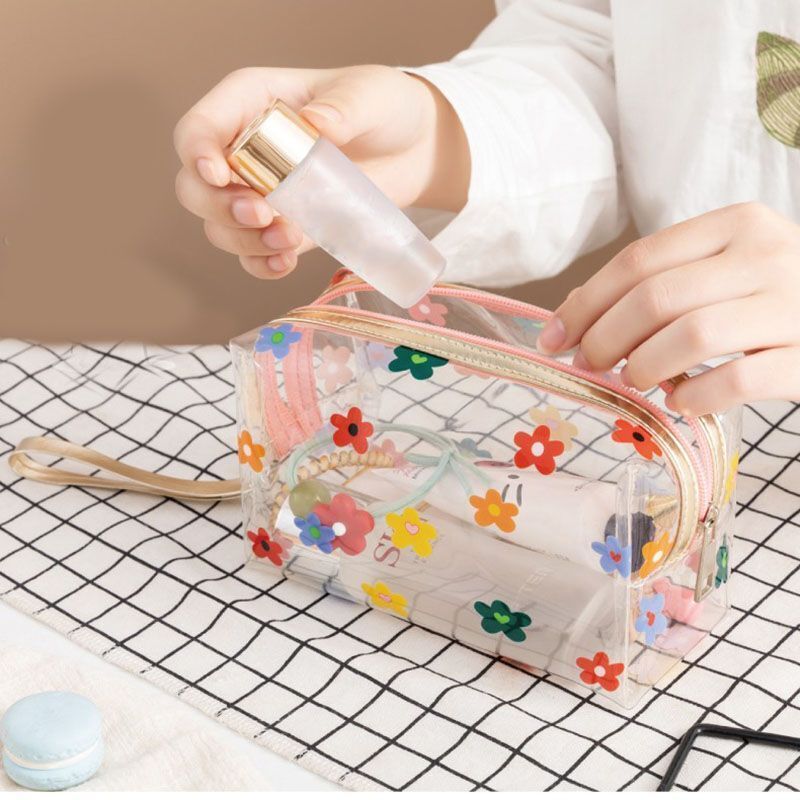 Butterfly Avocado Print Cosmetic Bag Clear Makeup Case Travel Organizer Storage