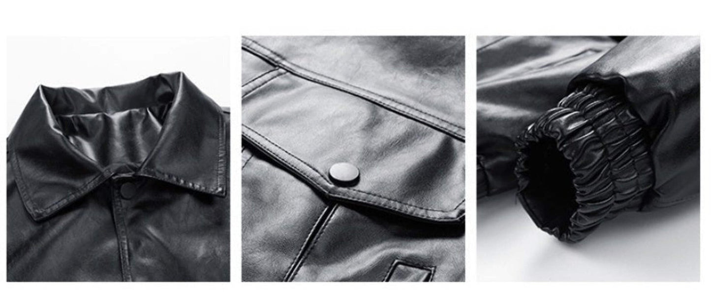 Men's PU Jacket Korean Style Casual Leather Coat
