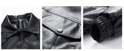 Men's PU Jacket Korean Style Casual Leather Coat