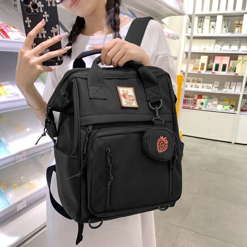 Multifunction Backpack Double Zipper School Bags Shoulder Laptop Bag 28*18*39 CM
