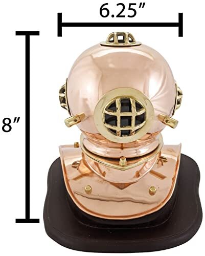 8 in. Solid Copper & Brass Miniature Replica 1941 US Navy Mark IV Diving Helmet