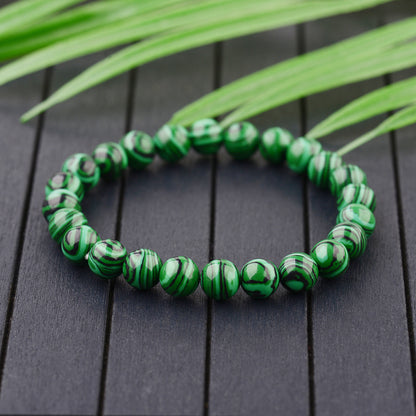 Natural Handmade 6/8/10Mm Green Malachite Round Gemstone Beads Stretch Bracelets