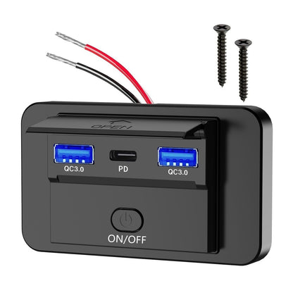 12-24V Input Voltage Universal Car Fast Charger Power Outlet On-Off Switch