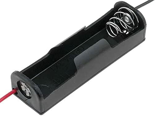 25 Pack 1 AA Battery Holders w\ Wire Leads -Plastic, Black, 2.3" x 0.65" x 0.52"