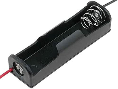 25 Pack 1 AA Battery Holders w\ Wire Leads -Plastic, Black, 2.3" x 0.65" x 0.52"
