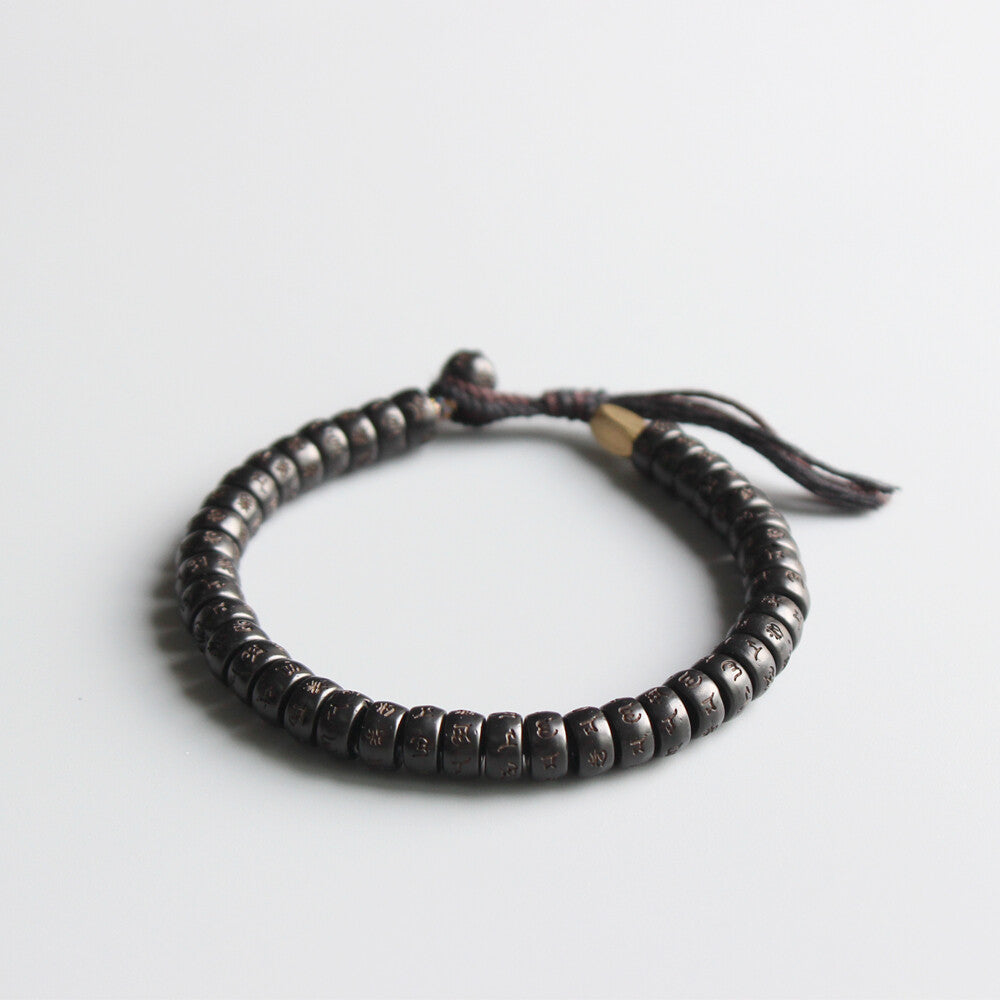 Tibetan Buddhist Handbraided Black Cotton Thread Lucky Knots Bracelet Natural