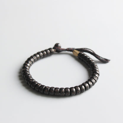Tibetan Buddhist Handbraided Black Cotton Thread Lucky Knots Bracelet Natural
