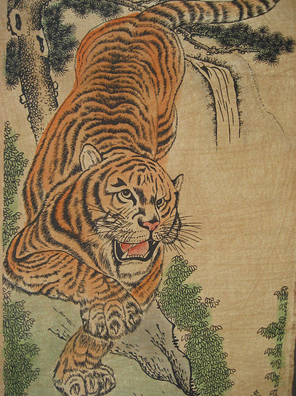 HANGING PAINTING SCROLL" Tiger " NICE SCREEN OF 4PCS Paintings Scrolls