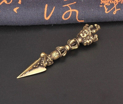 Pestle Vajry Statue Small Sculpture Tabletop Figurine Home Decor Brass