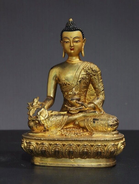10.8" Tibet Buddhism temple bronze gilt Sakyamuni Shakyamuni Buddha statue