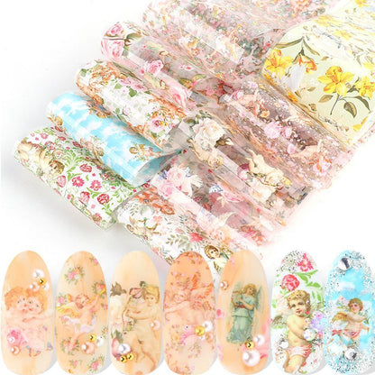 Nail Art 10Pcs Matte Metallic Foils Gold Silver Mirror Starry Paper Gel Stickers