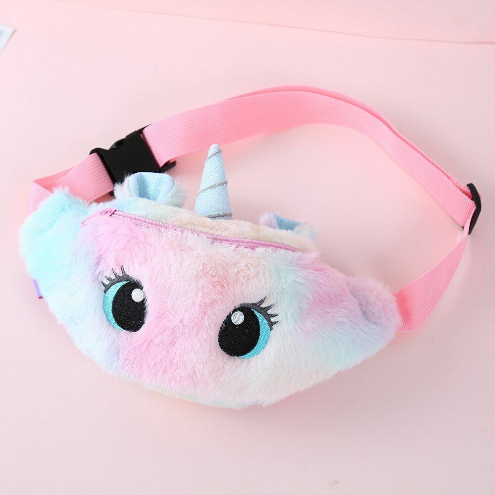 Children's Pack Unicorn Fanny Girls Waist Bag Plush Toy Belt Color Cartoon Purse