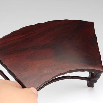 Rosewood Fanshaped Display Table Rack Vase Bonsai Artwork Statue Base Home Decor