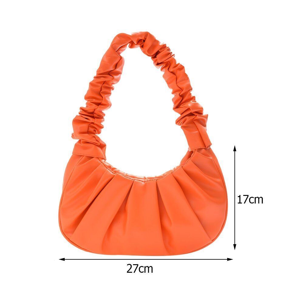 Retro Women Pleated Synthetic Underarm Bag Solid Color Pleated Handbag 270*170CM