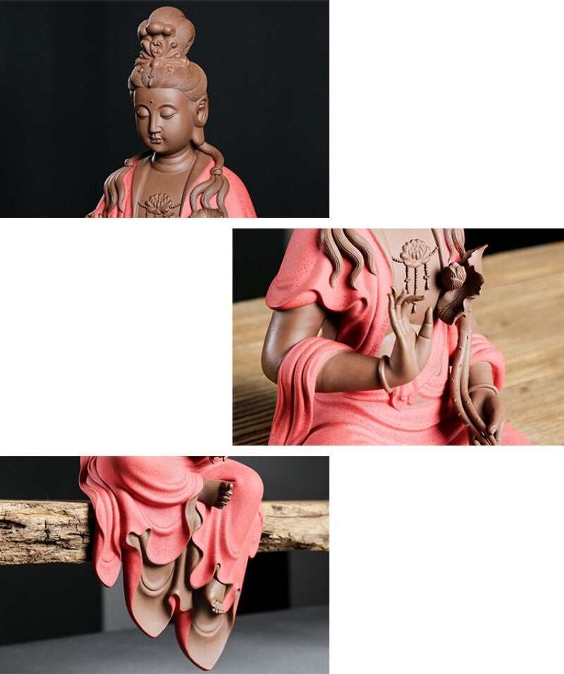 Full Handmade Tea Pet Buddha Statue Real Yixing Zisha Purple Clay Decoration Big