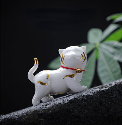 Creative Cute Ceramic Decoration Tea Pet Zodiac Tiger Desktop Decoration Home