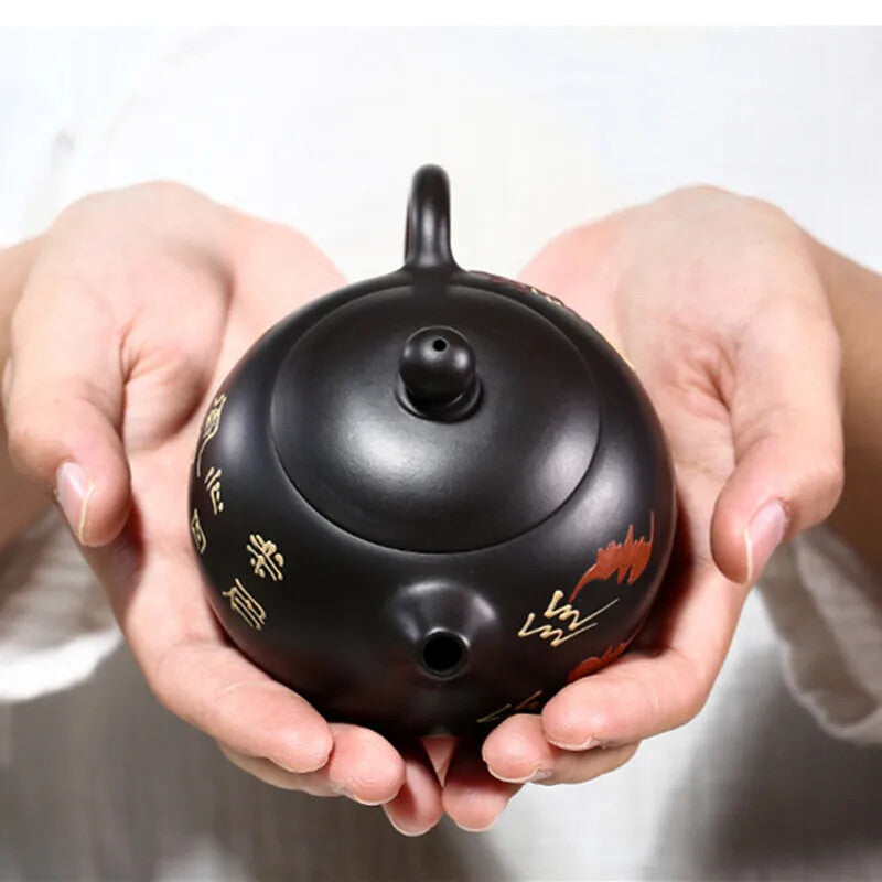 200ml Boutique Yixing Purple Clay Teapots Raw Ore Black Mud Xishi Tea Pot Zisha
