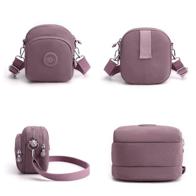 Nylon Shoulder Bag Waterproof Handbag Travelling Tote Crossbody Purse 14*1*17 CM