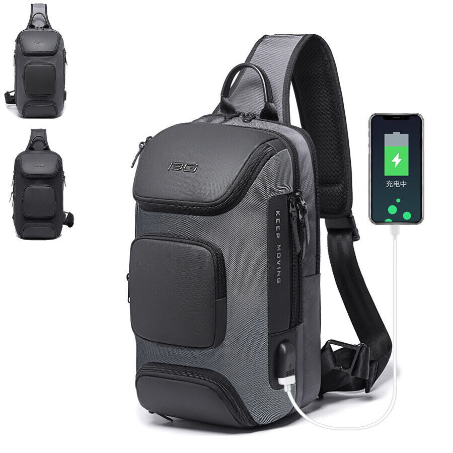 Charging Port Water Resistant Chest Pack Sling Bag Crossbody Backpack Business