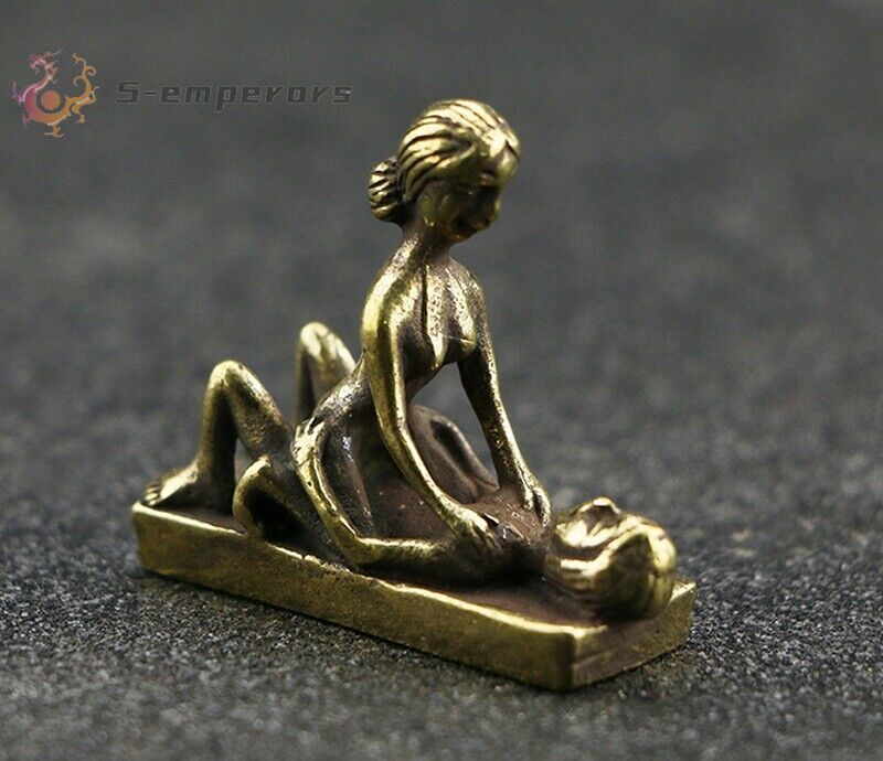 Brass Sex Position Statue Girl on Top Amulet Figure Sexual Lover Charm Craft