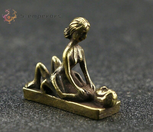 Brass Sex Position Statue Girl on Top Amulet Figure Sexual Lover Charm Craft