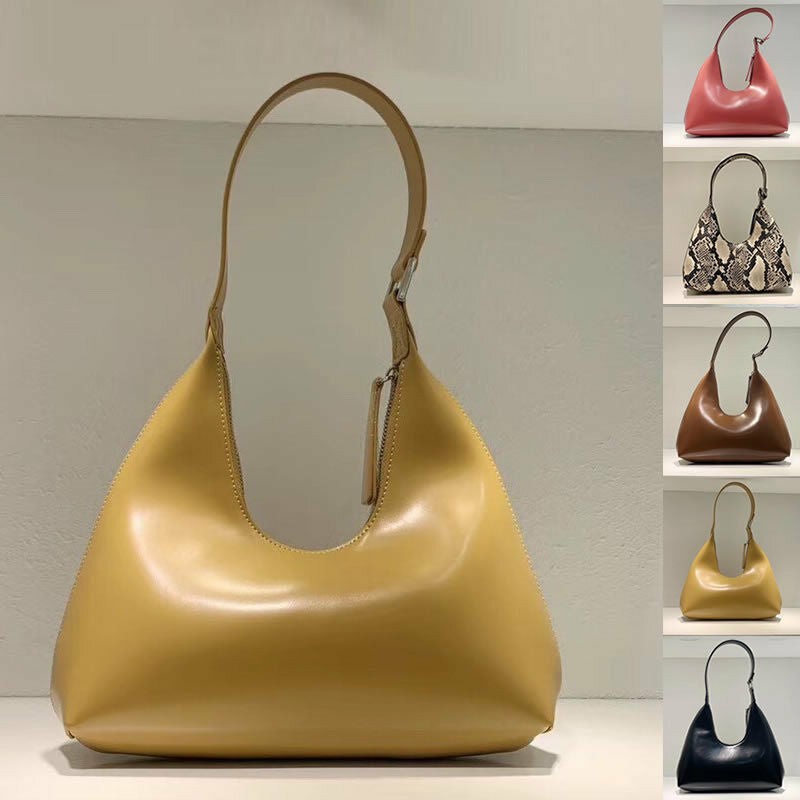 Small U Top Real Leather Snake Vintage Shoulder Bag Purse Handbag Top Handle