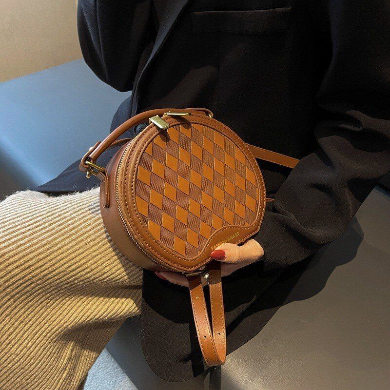 Crossbody Bag Vintage Leopard Print Synthetic Messenger Round Purse Shoulder Bag