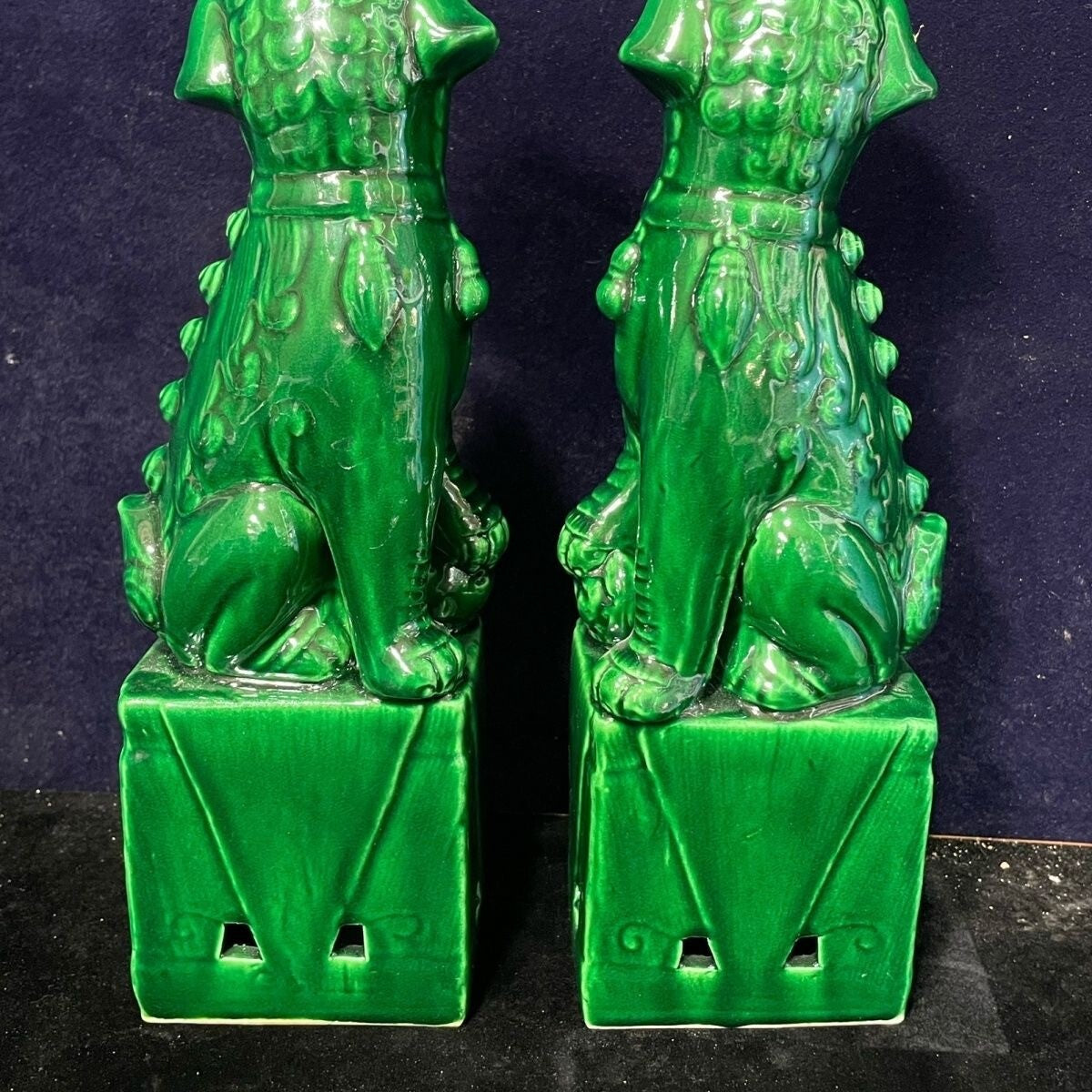 Pair Jingdezhen Green Porcelain Foo Fu Dog Lion Statue Guardion Lion Decor