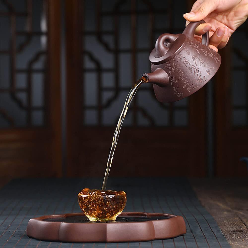 240ml Yixing Purple Clay Chinese Character Pattern Teapot Tea Set Kung Fu Tea
