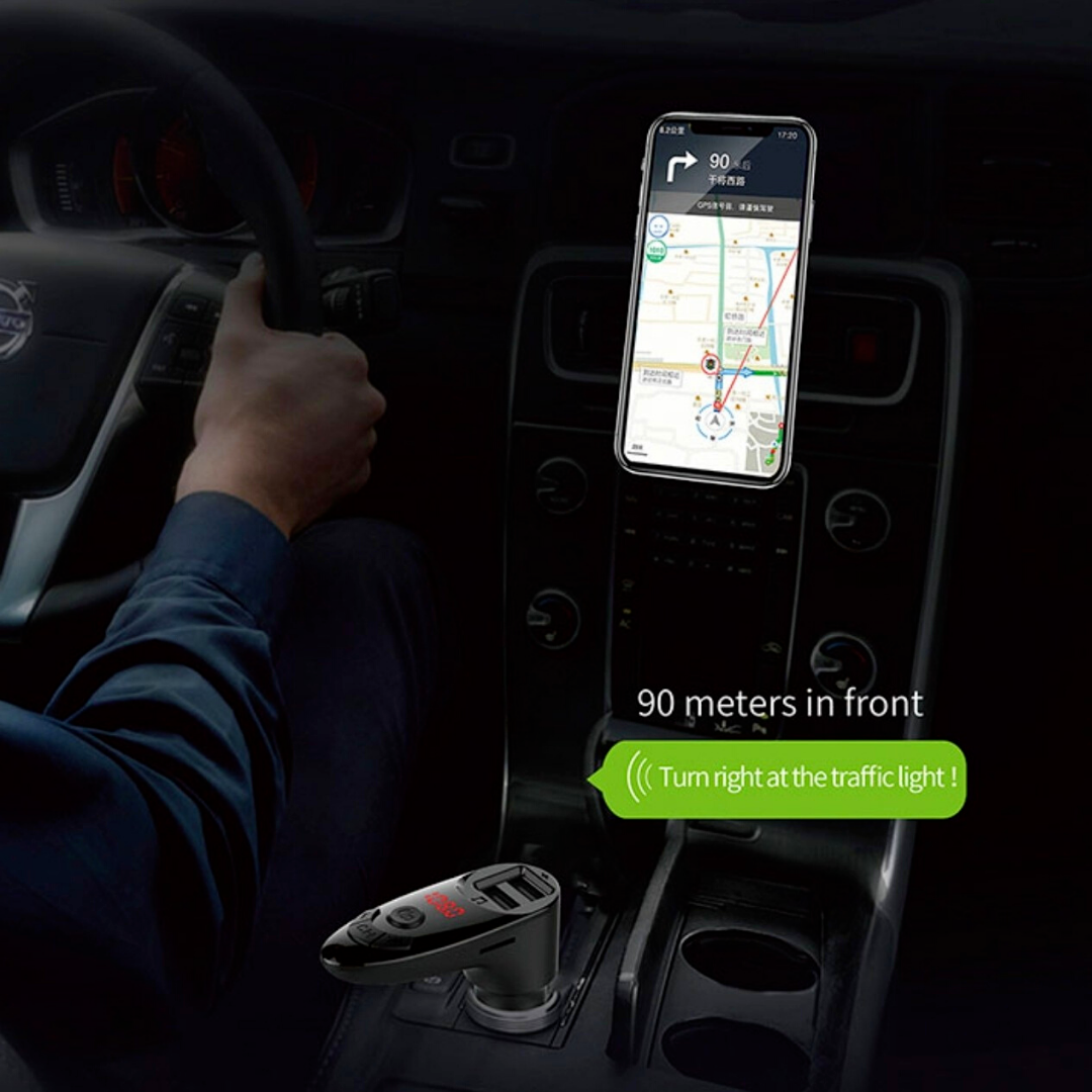 Adaptador Receptor de Audio Bluetooth Cargador Rapido Manos Libres para Coche