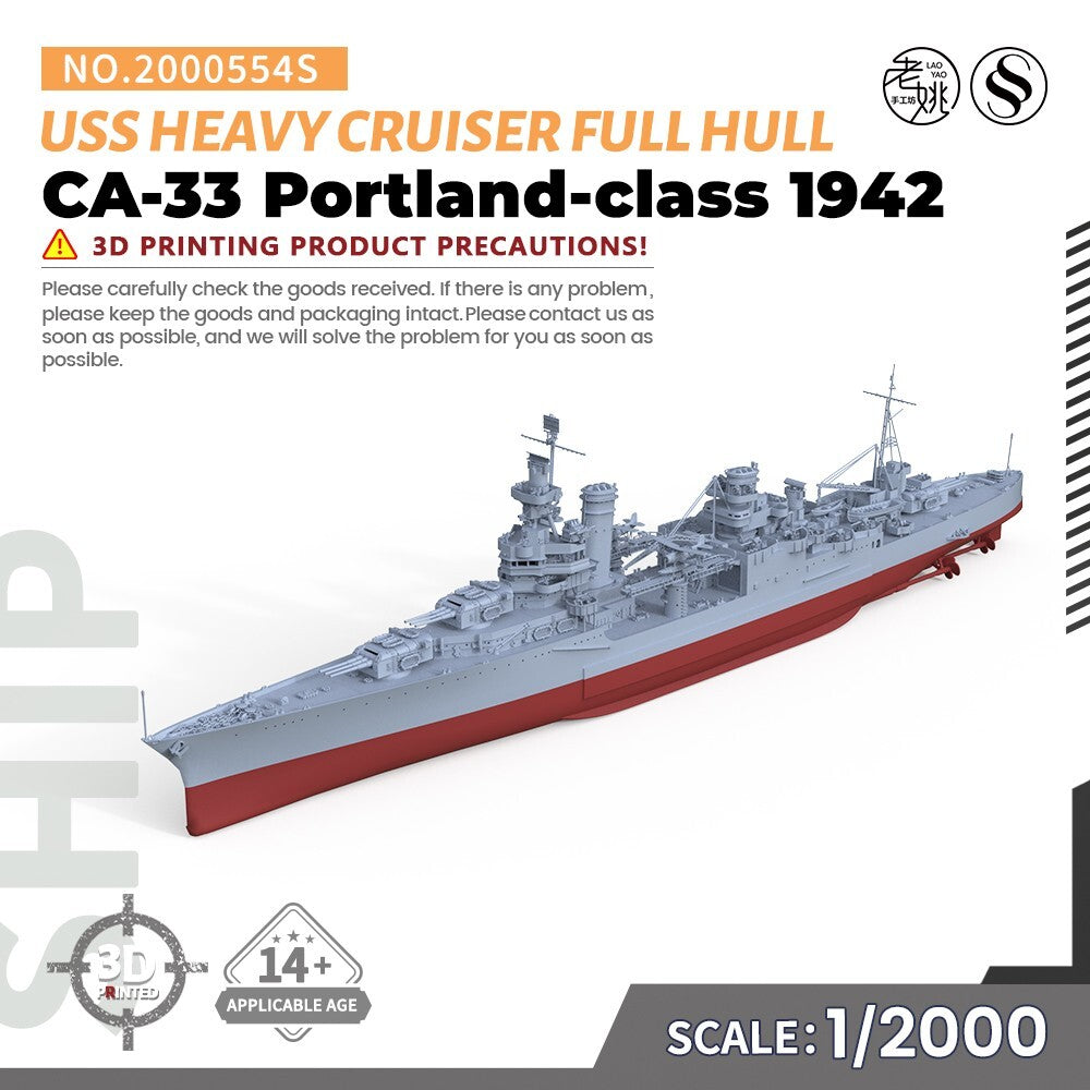 SSMODEL SS2000554S 1/2000 USS Portland-class CA-33 Heavy Cruiser 1942 Full Hull