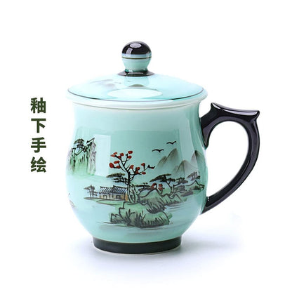 350ml Jingdezhen Ceramic Cup Household Filter Tea Cup Office Cup Kung Fu Tea Set
