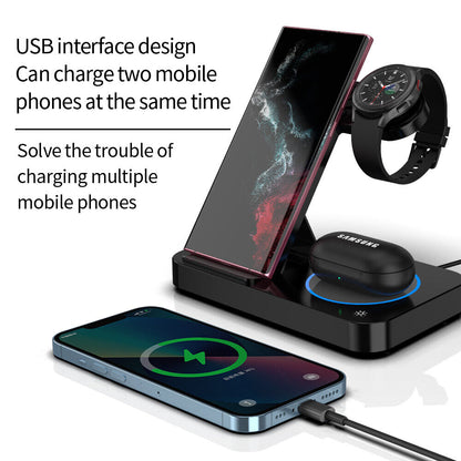 15W Wireless Charger Station +Charging Adapter For Samsung Galaxy S20 Ultra + 5G
