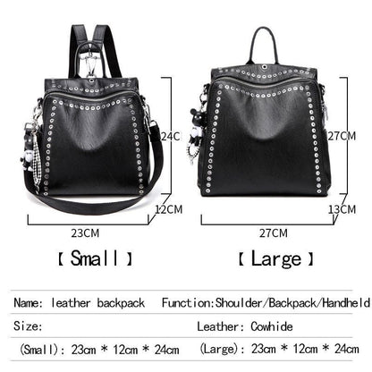 Genuine Leather Backpack Multifunctional Traveling Schoolbag 23*12*24/27*13*27CM