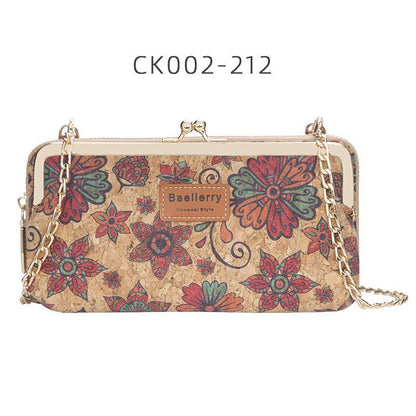 Wallets Wood Grain Chain Long Phone Holder Classic Purse Zipper Wallet 11*5*20CM