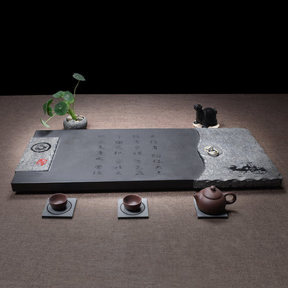 Courtyard Tea Table Weighted Stone Tea Tray Hand Carved Black Stone Tea Boat