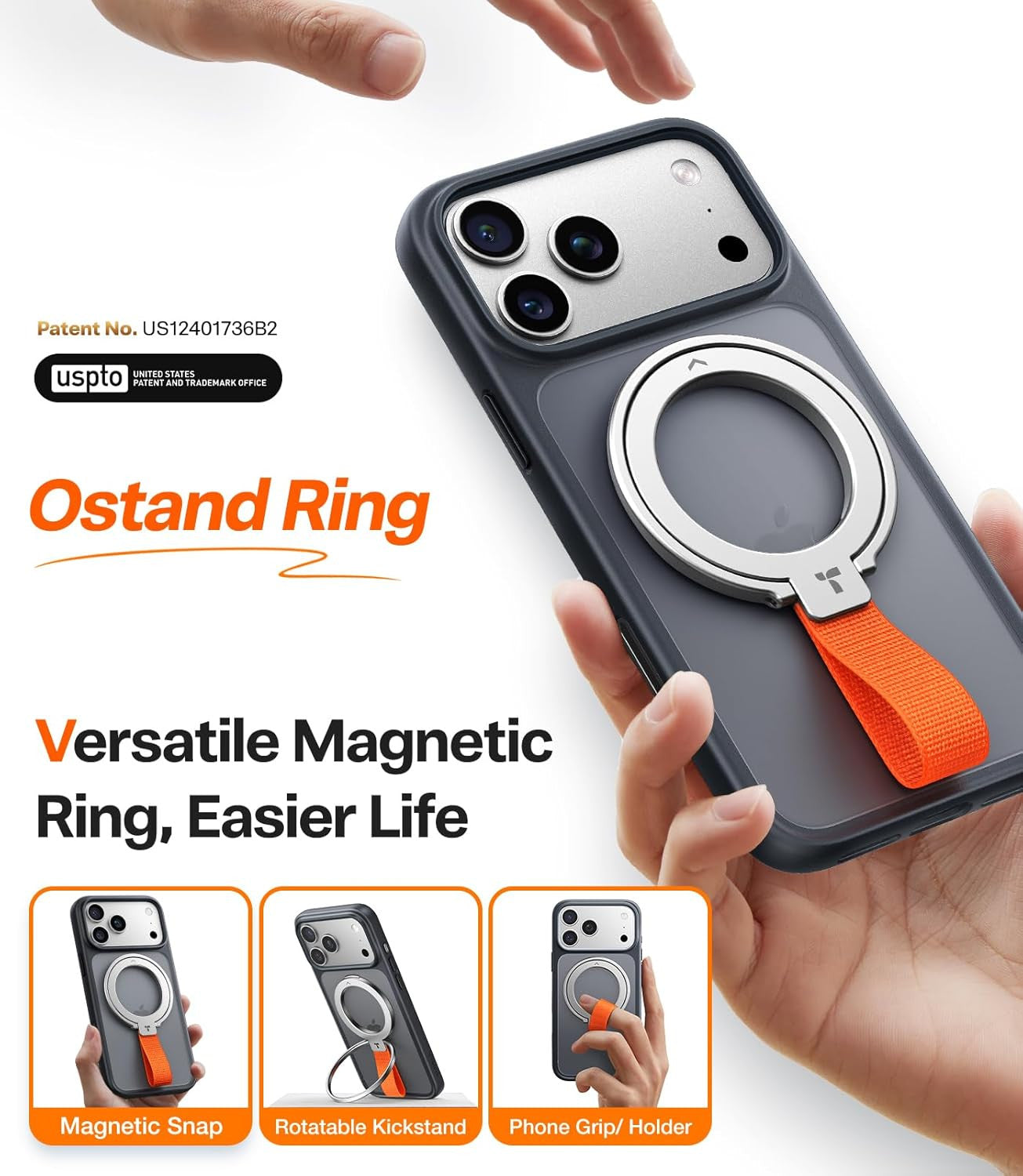 2025 Upgrade (Gen 6.0) Magnetic Phone Grip Holder Kickstand with Braided Strap,