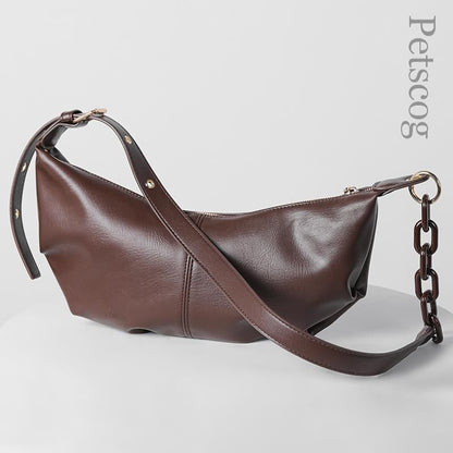 Soft Leather Handbags Vintage Crossbody Bags Solid Chains Shoulder Bag 34*13*9CM